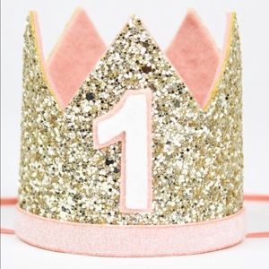 Gold Glitter 1st Birthday Crown